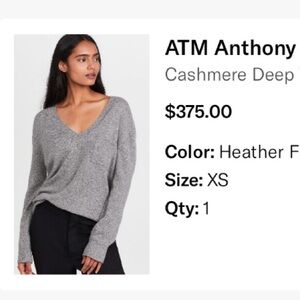 ATM Anthony Thomas Melillo Cashmere Sweater Grey XS
